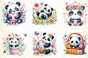 Cute Spring Panda Clipart, an Illustration by DreamCafeArt (Thumbnail 2 of 4)