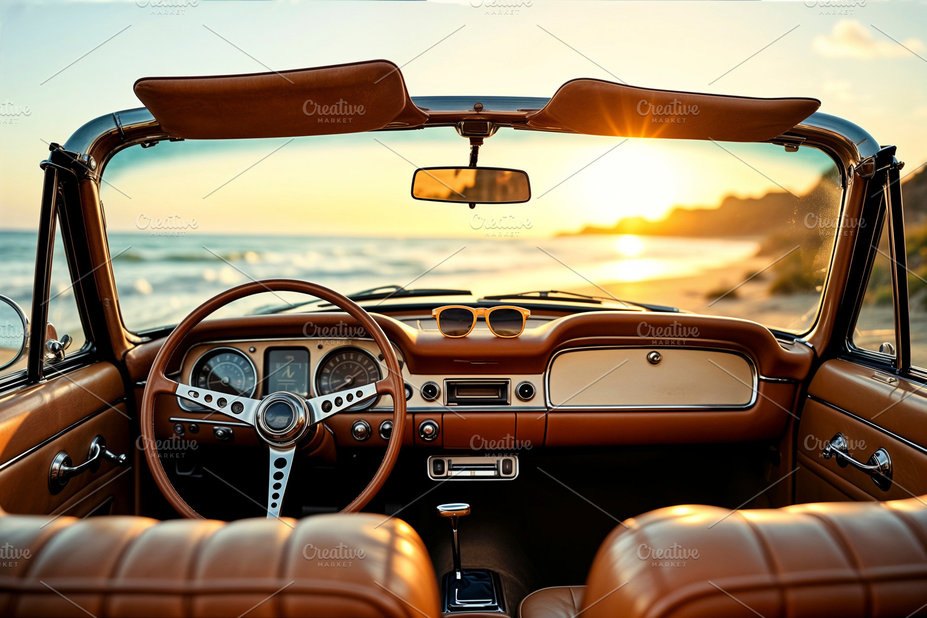 View from inside a vintage car, a Photo by rarrarorro