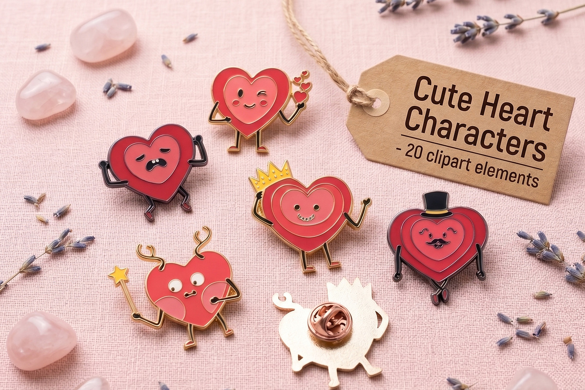 Cute Heart Characters & Patterns, an Object Graphic by IRSYART (Photo 1 of 11)