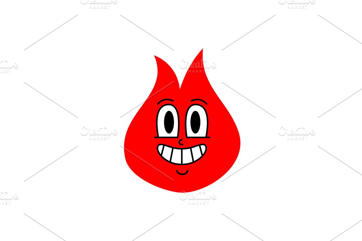 Wide smiling red flame character, an Object Illustration by GraphiShop