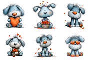 Whimsical Valentine Cute Fluffy Dogs, an Animal Illustration by GatewayDesign (Thumbnail 2 of 3)