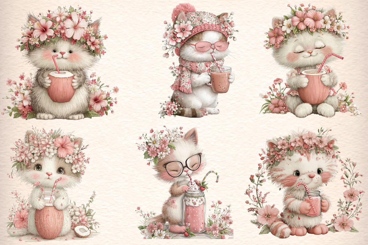 Whimsical Cats With Summer Drinks, an Illustration by Digital Artistic99 (Photo 3 of 11)