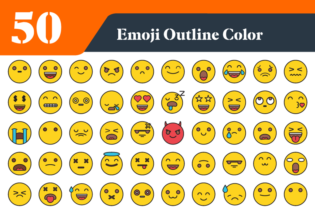 Emoji Outline Color Icons Bundle, an Emoji Icon by EllaMaiyaali (Photo 3 of 3)