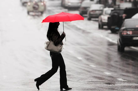 Red umbrella featuring asphalt, autumn, and black, a Person Photo by joyt