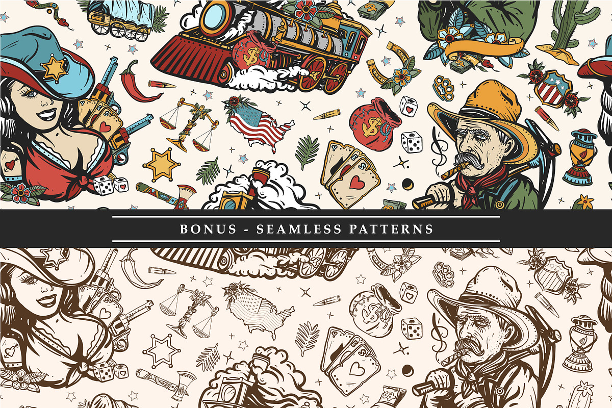 Wild West old school tattoo, a Graphic by intueri (Photo 5 of 7)