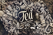 Tea Graphic Doodles Patterns, a Pattern Graphic by BALABOLKA (Thumbnail 1 of 6)