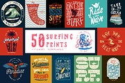 More Than 50 Surfing Prints Set, an Illustration by hand draw (Thumbnail 1 of 5)