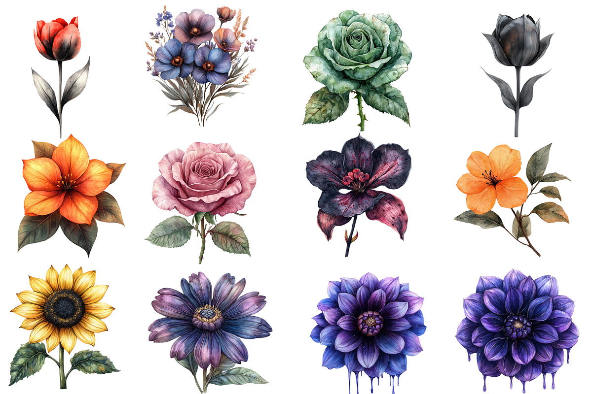 Halloween Flowers Clipart, an Illustration by Designworld (Photo 2 of 5)