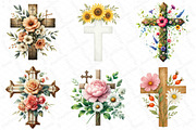 Watercolor Summer Floral Cross Clipa, an Illustration by DreamPrint404 (Thumbnail 2 of 6)