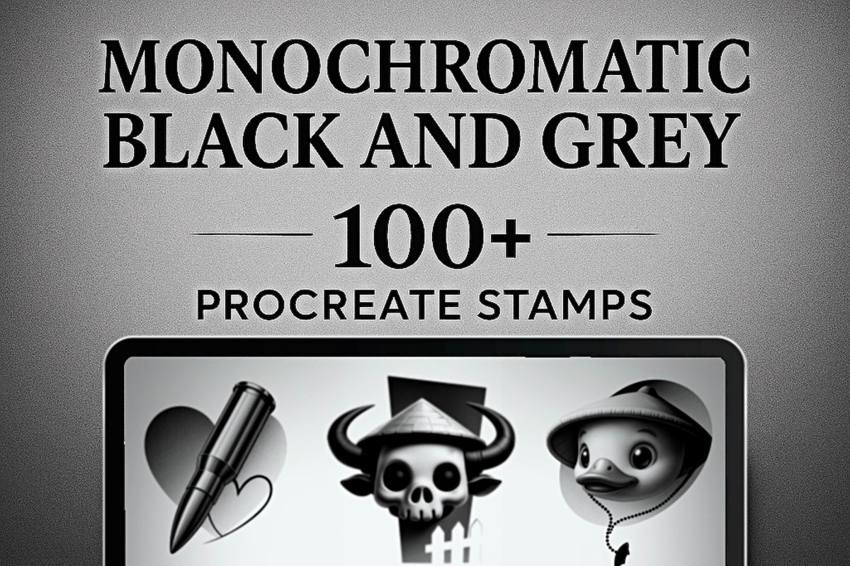 MonoChromatic Black&Grey TattooStamp, a Brushes & More by ProcreateInk (Photo 1 of 5)