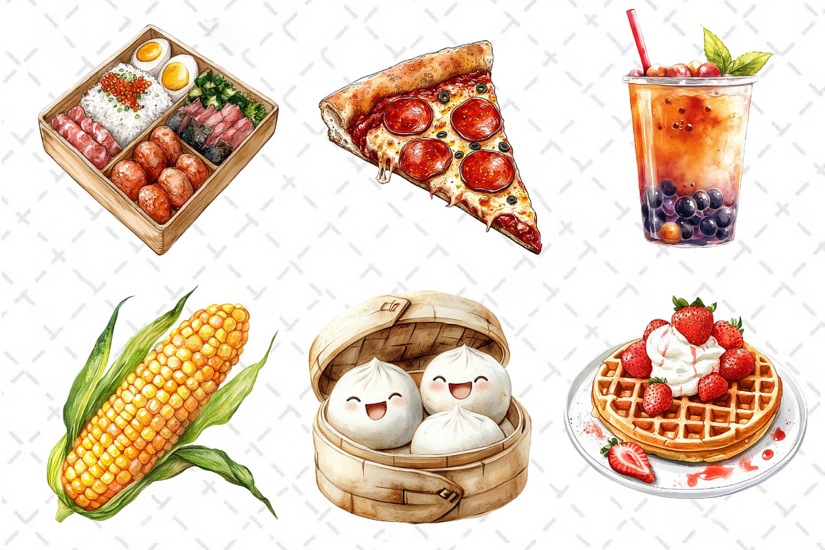 Watercolor Street Food Clipart PNG, an Illustration by Dream Creation (Photo 6 of 7)