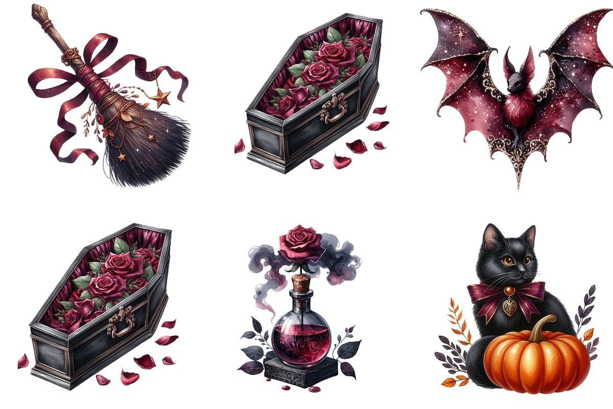 Burgundy & Halloween Sublimation Cli, an Illustration by DreamArtGraphic (Photo 3 of 5)