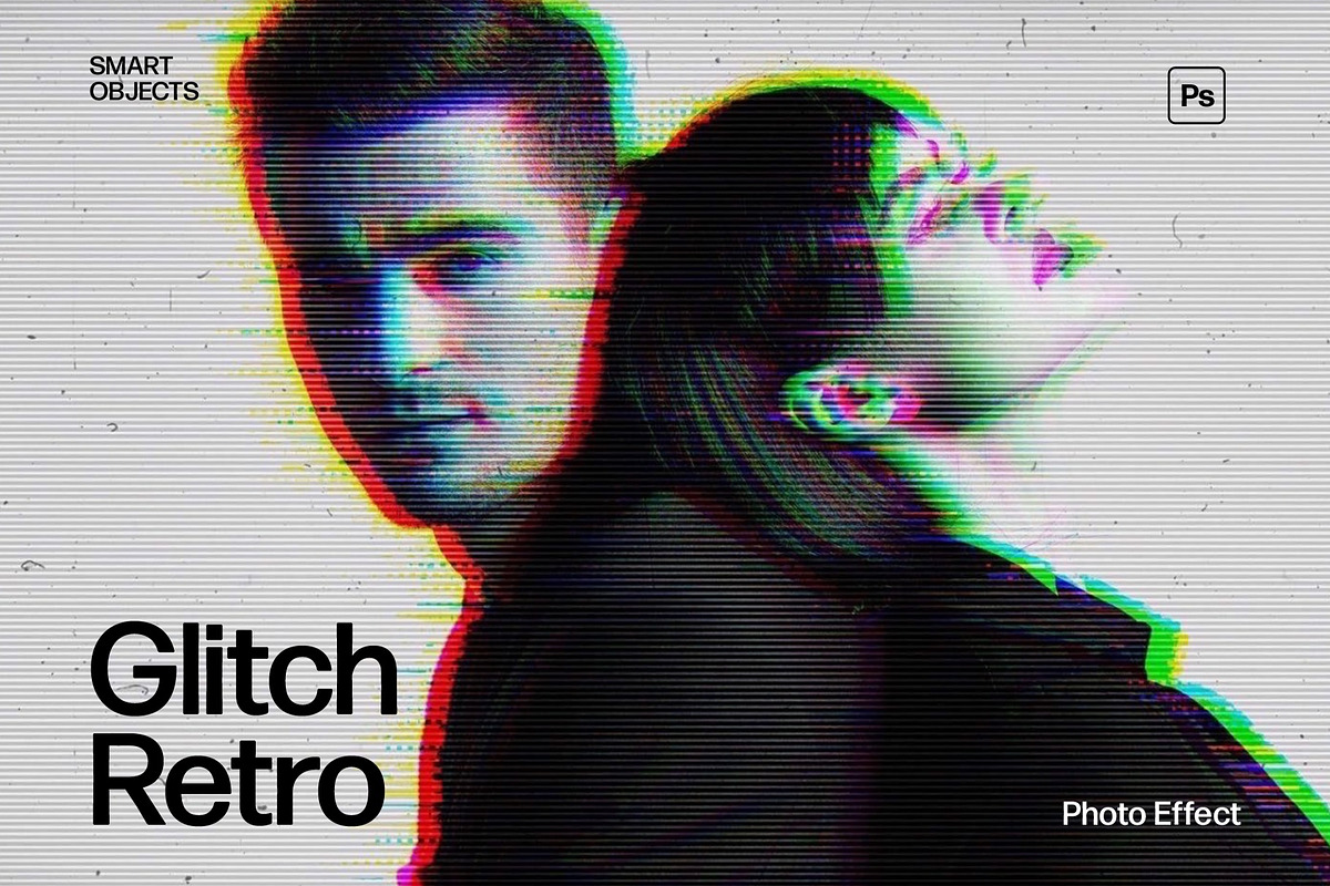 Glitch Retro Photo Effect Template, a Layer Style Add-On by DesignerCandies (Photo 1 of 7)