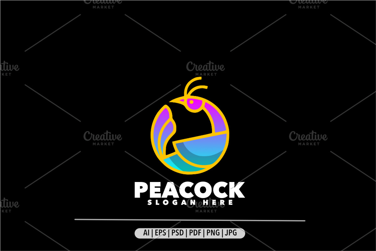 Peacock line gradient colorful logo, a Branding & Logo Template by Bayuktx