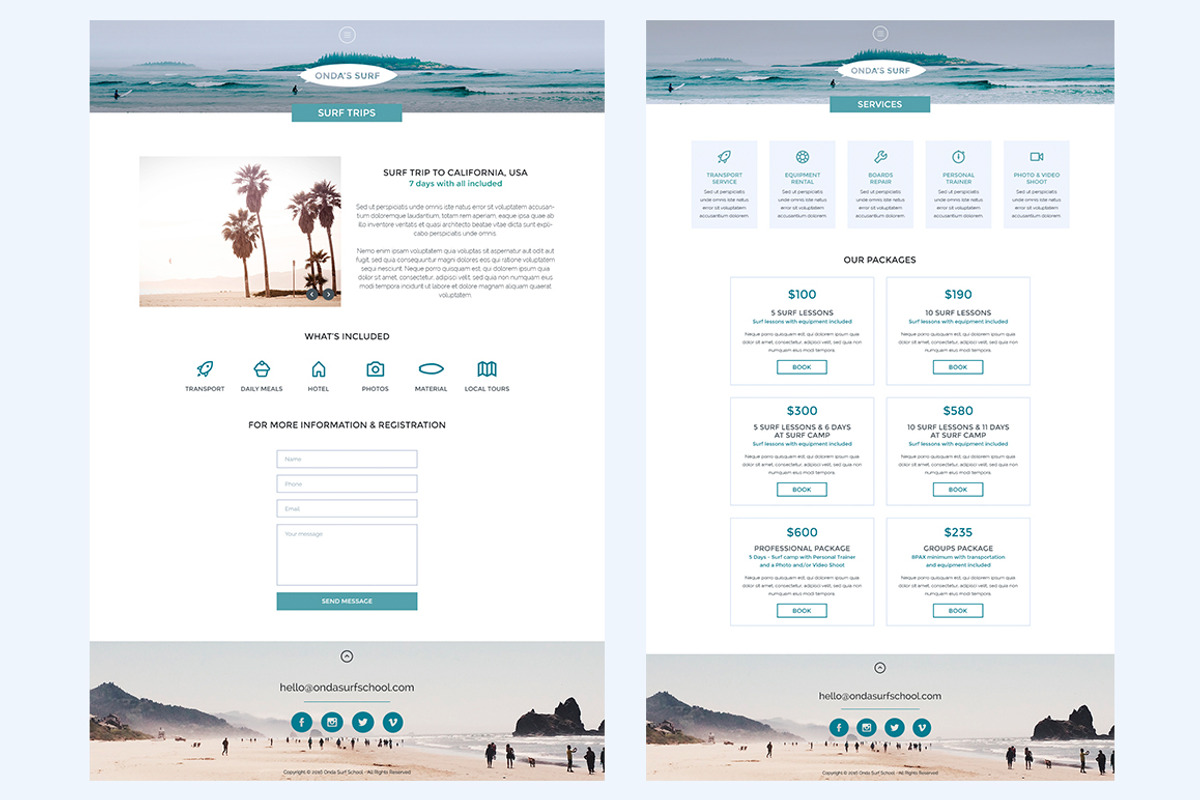 Onda - Surf School PSD Template, a Websites & App Template by Creative Joana (Photo 4 of 10)