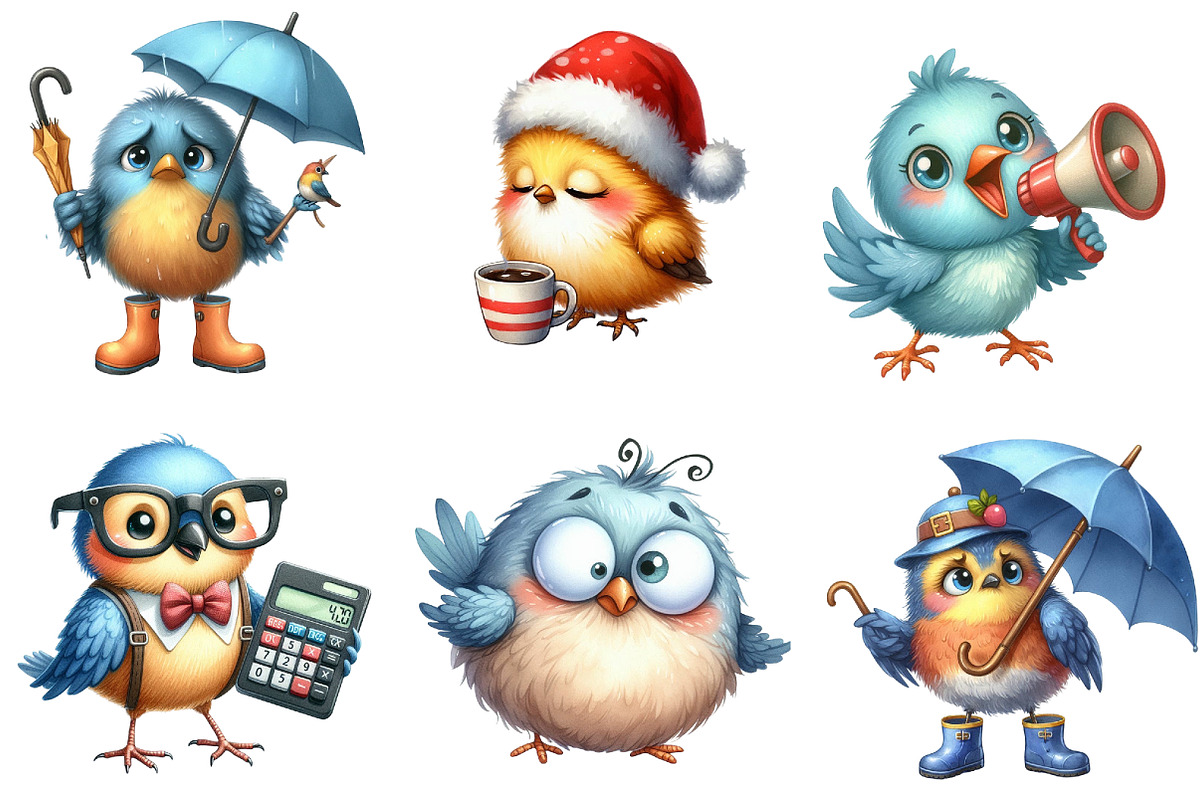Quirky Funny Cartoon Bird Clipart, an Illustration by DreamArtGraphic (Photo 4 of 4)