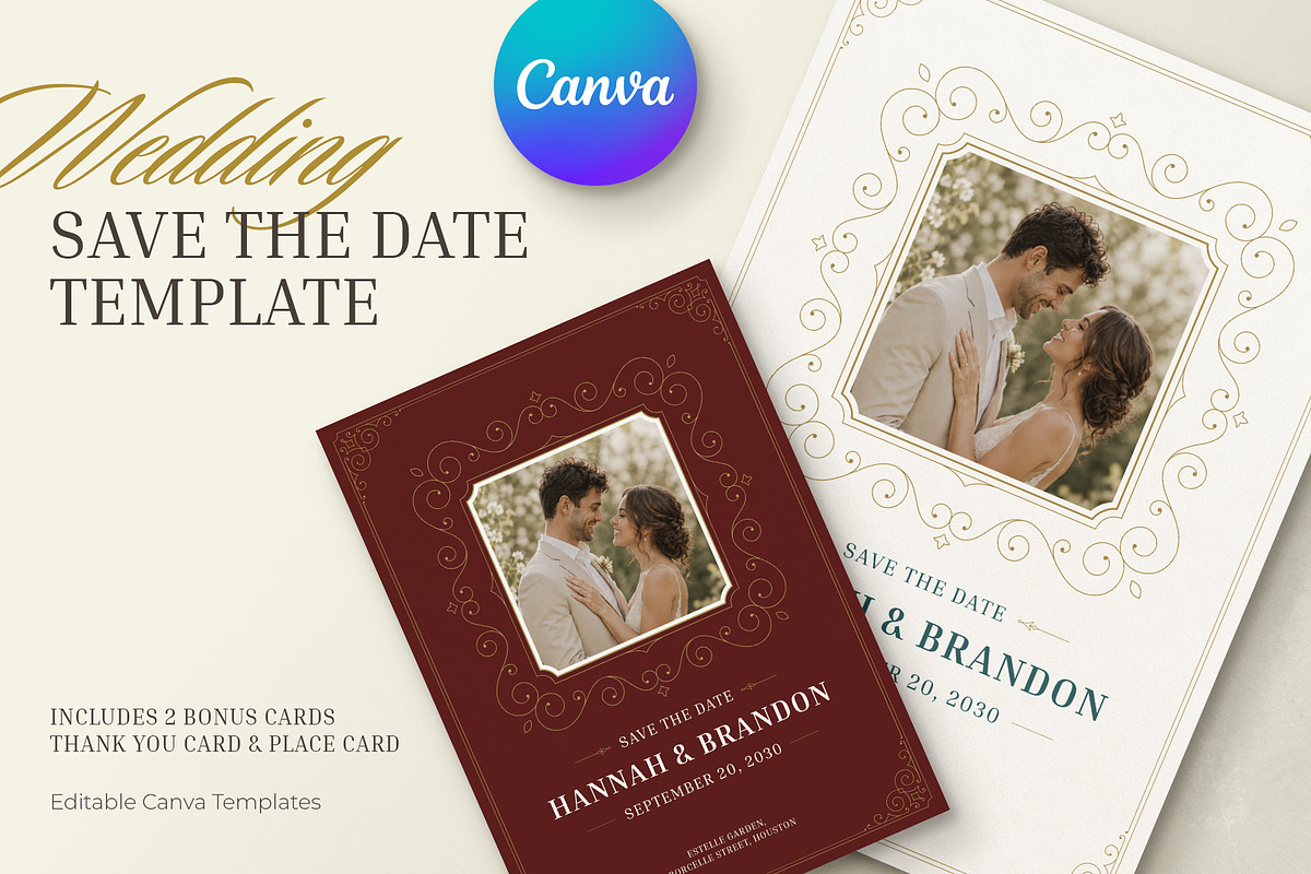 Elegant Wedding Save the Date Canva, an Invitation Template by Vasya Kobelev (Photo 1 of 7)