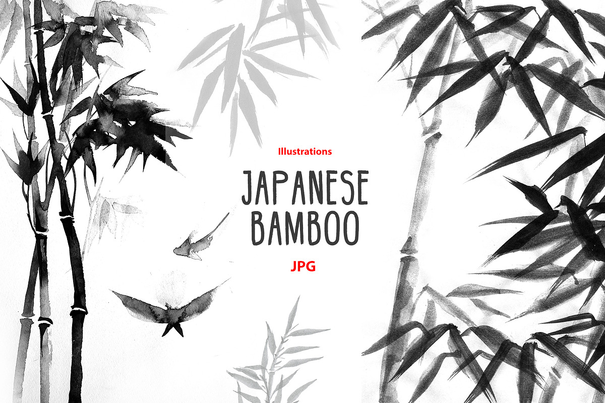Ink Japanese bamboo, an Illustration by NataliMiasStore (Photo 1 of 8)