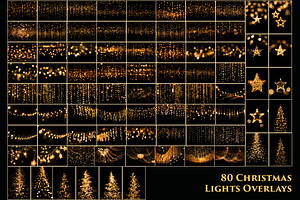 80 Christmas Lights Overlays