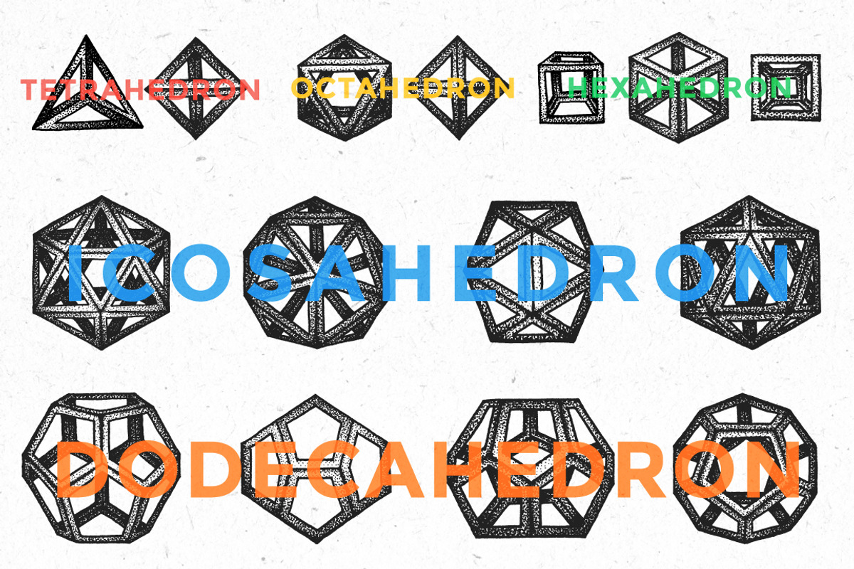 Hand Drawn Polyhedrons, a Graphic by TRIKONA