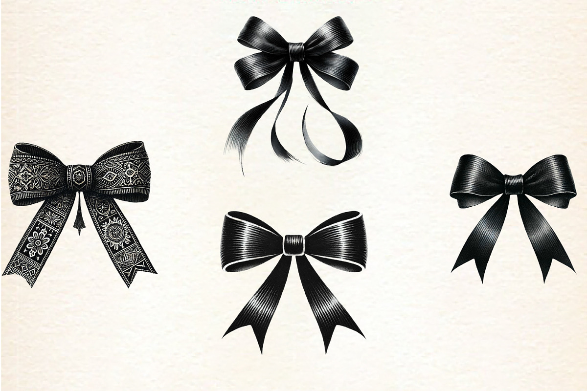Watercolor Black Month Bow Clipart, a Seasonal Illustration by DreamArtGraphic (Photo 5 of 5)