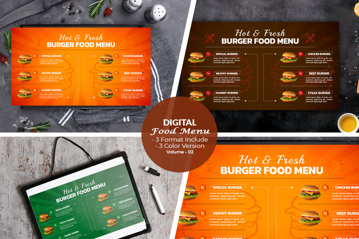Digital Menu Board Templates, a Stationery Template by MRI STUDIO