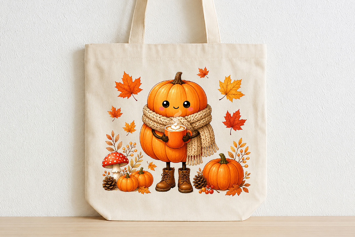 Cute Cozy Fall Pumpkin PNG, a Seasonal Illustration by CraftArtStudio (Photo 2 of 4)