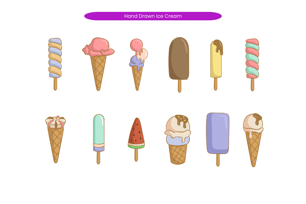 Hand Drawn Ice Cream, a Food Illustration by Creathub Studio (Photo 1 of 3)