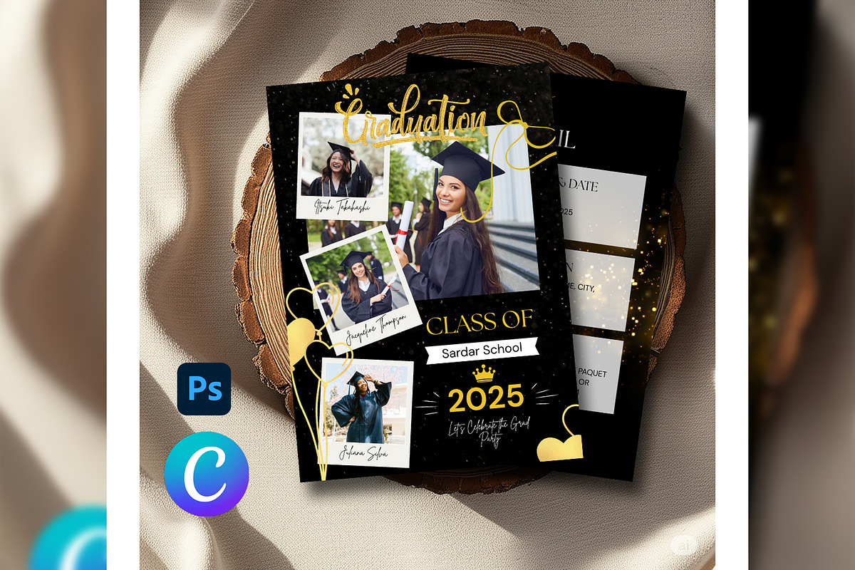 Graduation Invitation PSD and Canva, an Invitation Template by SmmrDesign (Photo 1 of 6)
