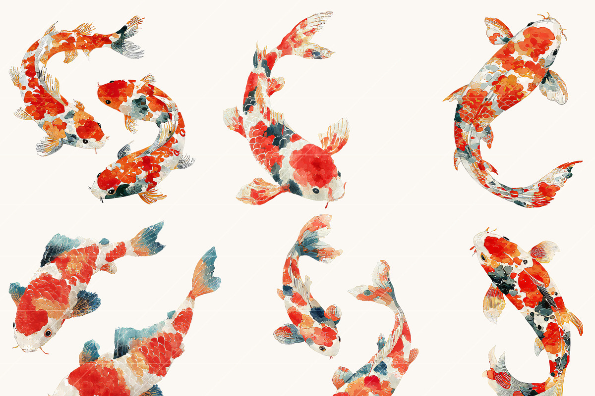 Watercolor Koi Fish Clipart, an Animal Illustration by Design Scotch (Photo 5 of 9)