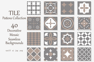 40 Tile mosaic seamless patterns, a Pattern Graphic by ExpressShop