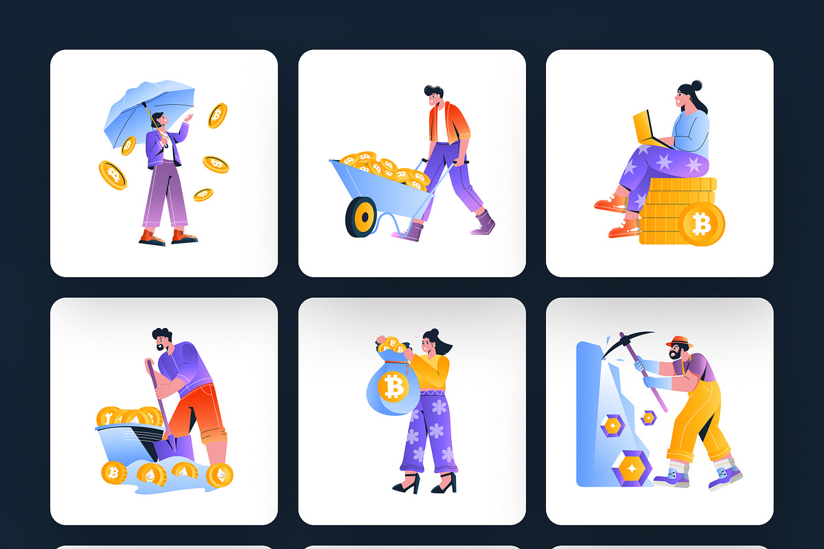 Cryptocurrency Illustrations Art Set, a Finance Illustration by Creative Stall (Photo 7 of 9)