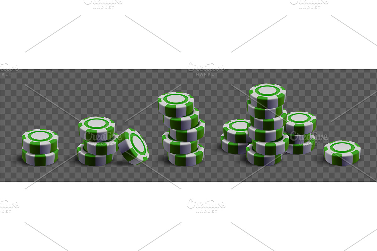 Green white casino chip stacks 3d, a Sport Illustration by art PVP - market