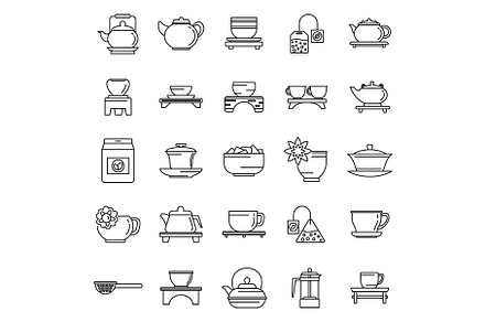 Culture tea ceremony icons set, a Food Illustration by Ylivdesign