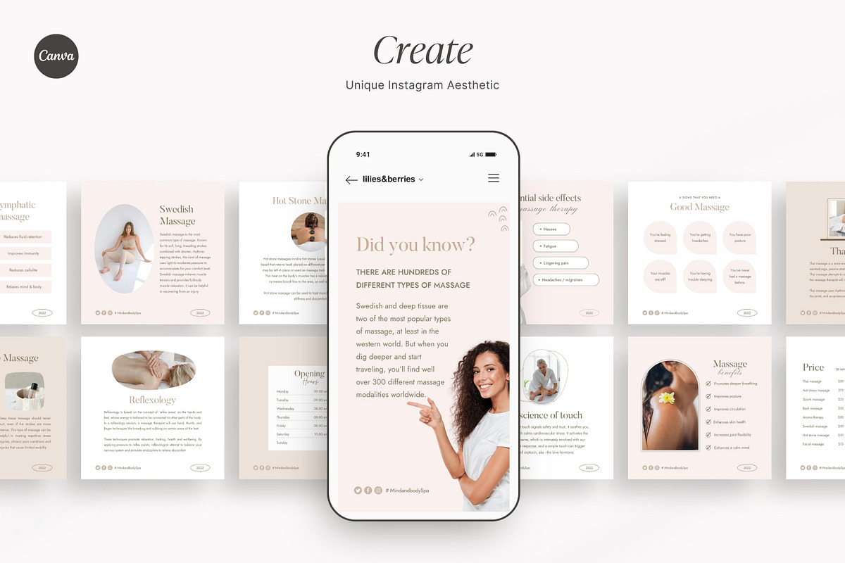 Canva Massage Therapist templates, a Social Media Template by LiliesandBerries (Photo 12 of 21)