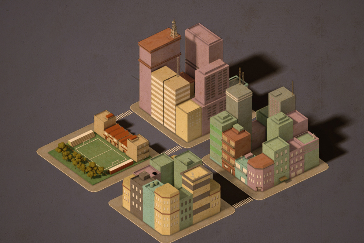Low poly pack of 4 blocks, an Architecture 3D Model by Gabi Quintana / Plash.tv (Photo 2 of 5)