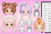 Procreate Chibi Hairstyles brushes, a Brush Add-On by Revabrush (Thumbnail 10 of 16)