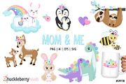 Mom and Me Clipart, an Animal Illustration by Huckleberry Hearts (Thumbnail 1 of 3)