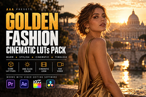 Golden Fashion Cinematic LUTs Pack, a Plug-in Add-On by AAA Presets