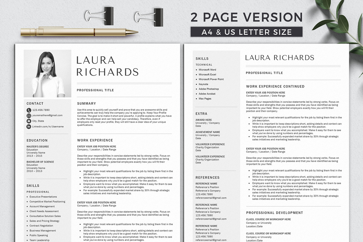 Resume Template CV + Cover Letter, a Resume Template by Klamp Studio (Photo 3 of 7)