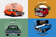 Classic Car Vector Pack vol 3, a Transportation Illustration by The BolzStudio (Thumbnail 3 of 13)