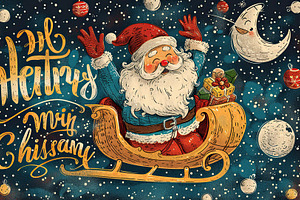 Illustrate a cheerful Christmas card, a Photo by LOGOCREATIVE