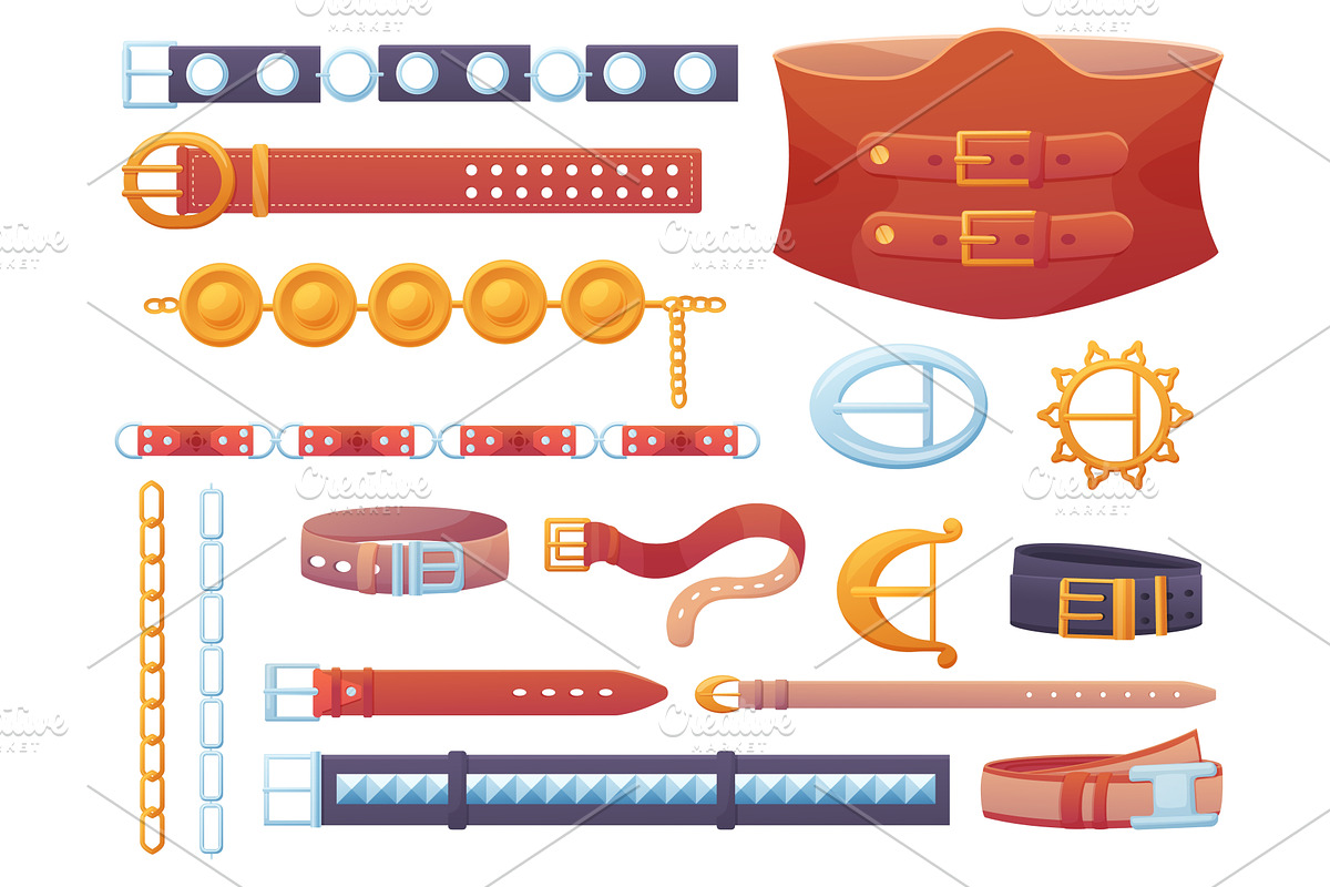 Belts accessories. Cartoon belt with, an Object Illustration by LadadikArt