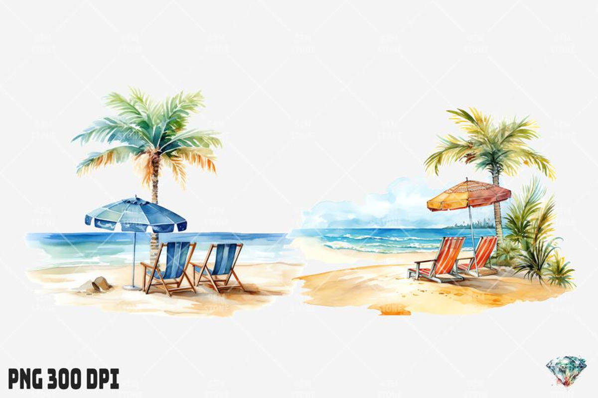 Summer Beach Watercolor, an Illustration by Gemstone (Photo 7 of 12)
