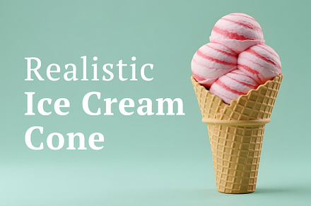 Realistic Ice Cream Cone Images Pack