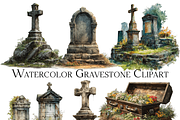 Watercolor Gravestone Clipart, an Object Graphic by ArtisticTimberStudio (Thumbnail 1 of 2)