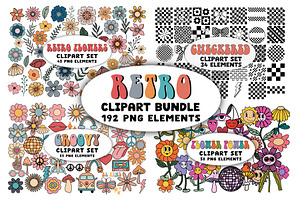 Retro Clipart Bundle Groovy Elements, a Graphic by Brush Lab