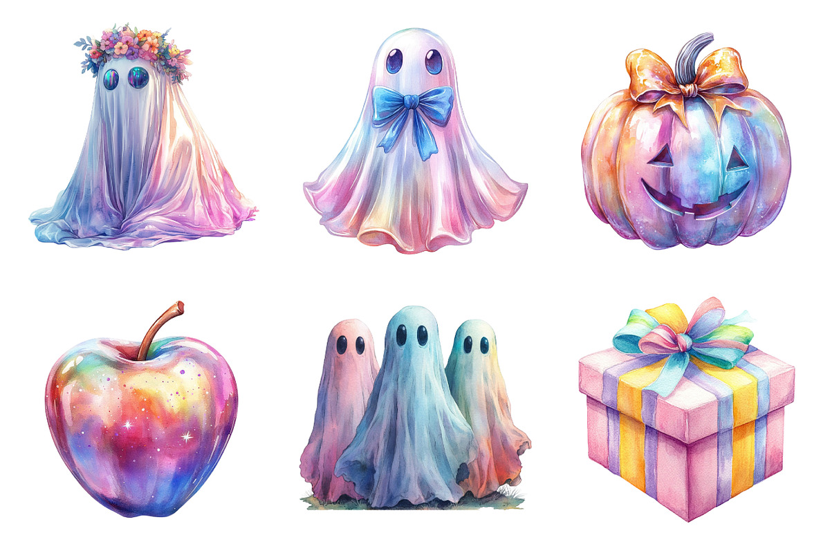 Halloween Ghost Iridescent Bundle, an Illustration by SinaCreation (Photo 5 of 7)