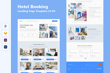 Hotel Booking Landing Page UI Kit, an UI Kit Template by uicube