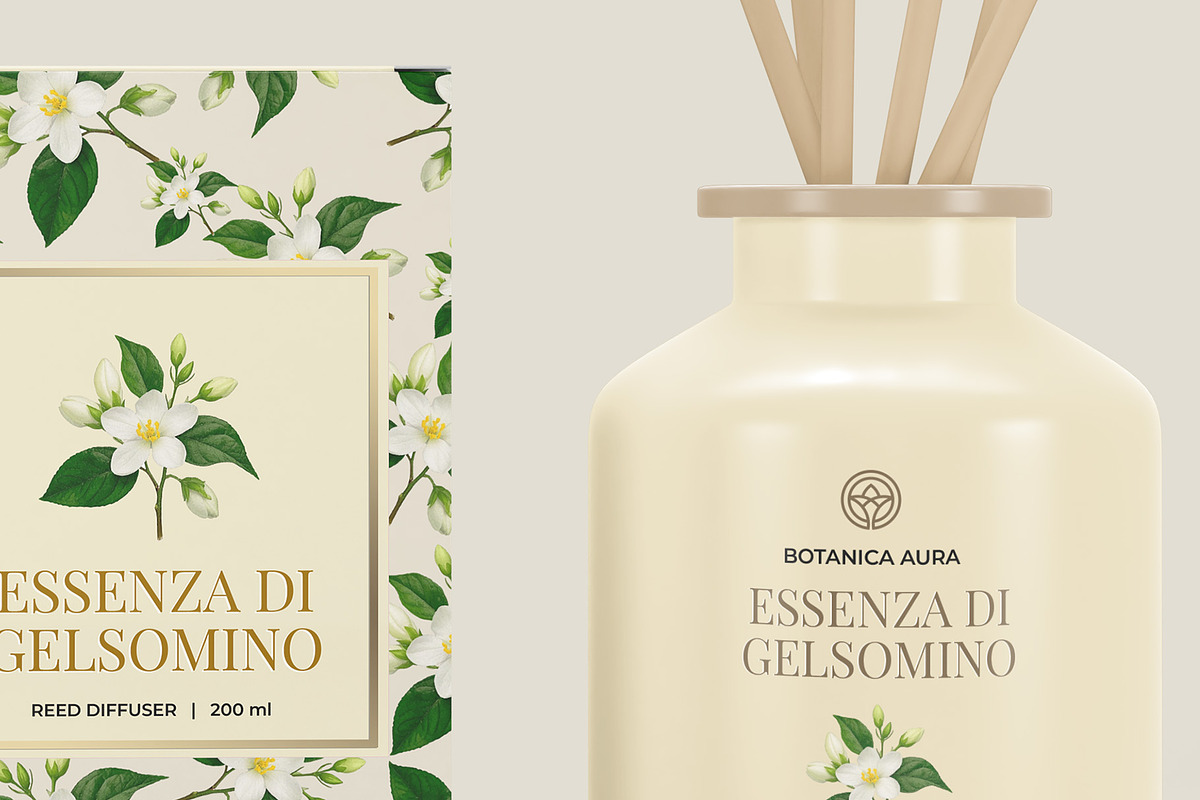 Reed Diffuser Bottle Package Mockup, a Packaging Mockup by Illusiongraphic (Photo 18 of 20)